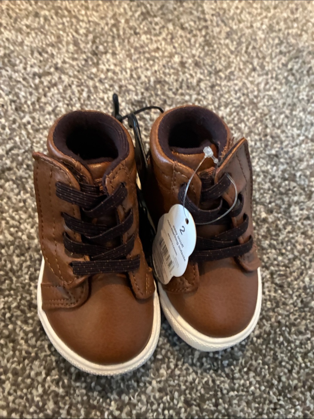 Toddlers Brown High-Top Sneakers - Stylish Everyday Shoes size 2